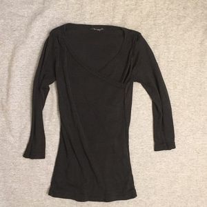 Michael Stars wrap shirt, black, 3/4 sleeve